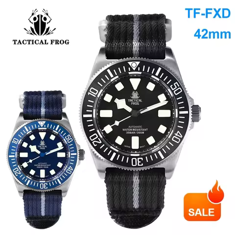 Tactical Frog Titanium Mechanical Watch 42mm FXD Men Watch NH35 Automatic Movement Sapphire 200m Wat