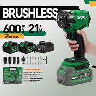 RYOKU ประแจอัดแรงแบบไร้แปรง 21V พร้อมแบตเตอรี่ 2 ก้อน