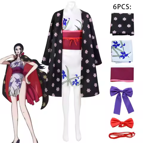 One Nico Robin Cosplay Halloween Costume Suits Piece Kimono Wano Country Miss.All Sunday Headwear Wa