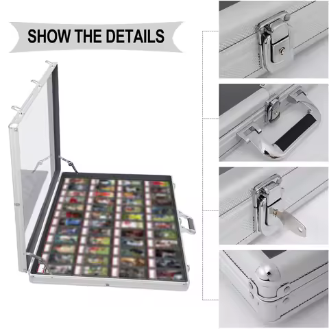 Card Display Case with Handle Lockable Trading Card Display Storage Organizer for Shows Sports Card 