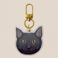 壓克力吊飾-黑貓 40mm寫實風格插畫