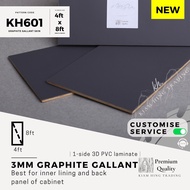 3mm Graphite Gallant Skin 3D PVC 1-side laminated plywood (4ft x 8ft) KH601 | Papan kayu DIY | Kiam 
