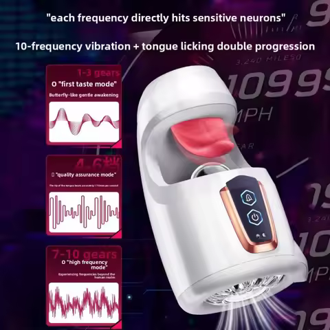 KUSHOR Tongue Licking Male Masturbator 10 ThrustingBlowjob SexMachine Stroker forGlans Training SexT