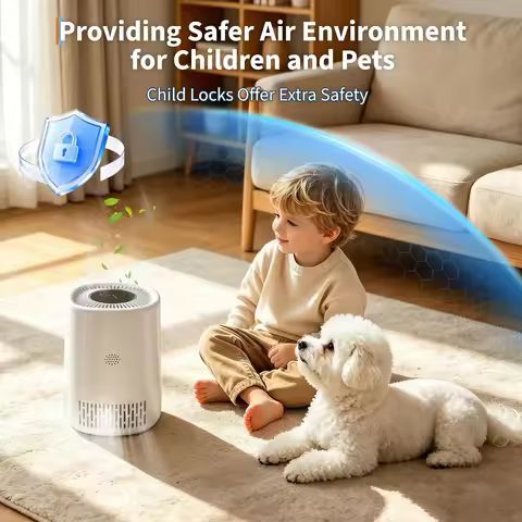 Garvee 3 in 1 Mini Air Purifier HEPA Filter Humidifier for Pets Hair Dander Dust Odor 23dB Quiet Sle