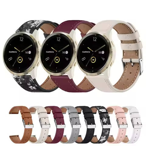 18/20/22mm Leather Band For Garmin Venu 3 3s 2 2s Sq 2 2plus/Vivoactive 5 4 s 3/Forerunner 265 255 2