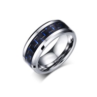 Mens Tungsten Carbide Fiber Rings Wedding Ring Cool Male Biker High Polish Eternity Wedding Finger B
