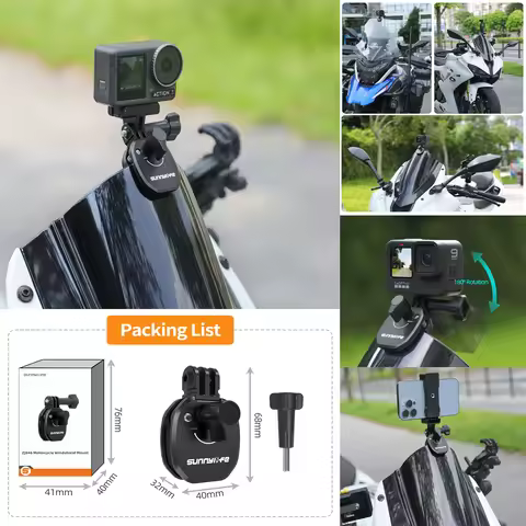 Motorcycle Windscreen Clamp Action Camera Aluminum Alloy Mount Motorbike for DJI Action 5 pro/ Gopro