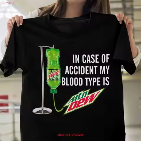 In case of accident my blood type is Mountain Dew shirt Z147 vintage Washed Unisex Comfortable Stret