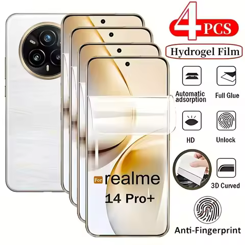 4Pcs Hydrogel Film for Realme 14 Pro Plus 14 Pro 14X 14 13 Plus 13 12 11 Pro Plus 5G 12 11 Anti-Fing