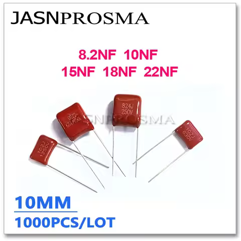 JASNPROSMA CBB capacitor pitch 10MM 400V 630V 1000V 1250V 1KV 1000PCS 8.2NF 10NF 15NF 18NF 22NF 822J