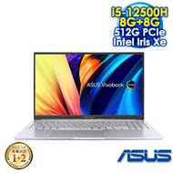 【記憶體升級特仕版】ASUS Vivobook 15X OLED X1503ZA-0121S12500H 冰河銀 (15.6 FHD OLED/Intel i5-12500H/8G+8G DDR4/512G PCIE SSD/WIN 11)
