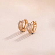 ห่วงหูเพทายสามชั้นสีเงิน S999ต่างหูกลมหูกันหนาวแฟชั่นสำหรับผู้หญิง OL