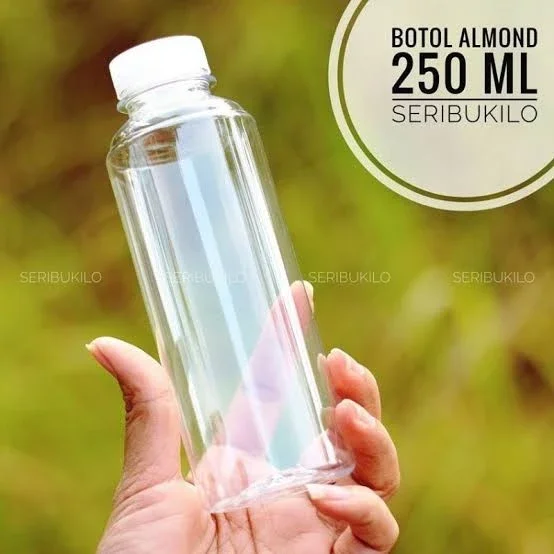Botol Plastik Almond PET 250ML Botol Minuman Susu Kopi Susu Latte Cappucino Teh Jus Es Jeruk Sirup J