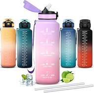 Water Bottle, 1 5 Litre Sports Water Bottle with Straw, Wide Opening, Leak-Proof Water Bottle, with 