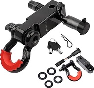 METOWARE Shackle Hitch Receiver 2", 35,000 Lbs Break Strength, Heavy Duty Receiver with 3/4" D Ring 