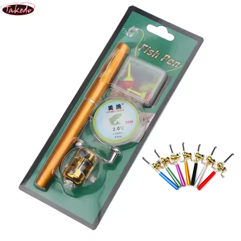 TAKEDO-Portable Ice Fishing Rods, Pen Shape, Telescopic Travel Fishing Rod, Reel Line Lure Hook Set,