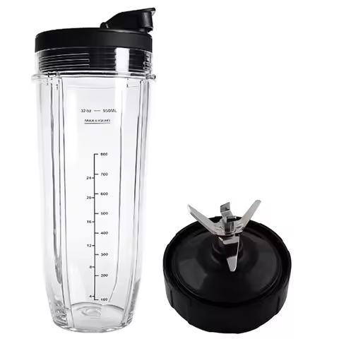 Lid and 32OZ Cup and 7 Fins Blade for Compatible for Ninja Auto IQ 1000W Blender Accessories Replace