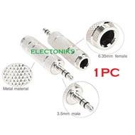 3.5mm To 6.35 mm Adapter 6.35 Plug To 3.5 Jack Stereo Audio Adaptor Silver