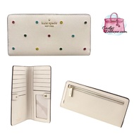 (STOCK CHECK REQUIRED)KATE SPADE DARCY LARGE SLIM BIFOLD WALLET WHITE LEATHER MULTICOLOR K9292