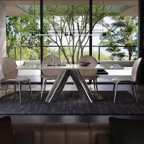 Italian Marble Dining Table Fendi White Luxury Stone Rectangular Dinner Table Luxury High End Househ