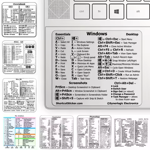 Computer Reference Keyboard Shortcut Sticker Adhesive for PC Laptop Desktop for Apple Macbook Chrome