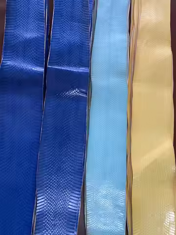 Whole Blue Light-colored Patch Snake Skin Thick about 0.9mm Shoe Bag Belt Material