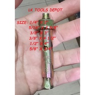 P.J ANCHOR - 1/4" X 2" / 5/16" X 2-5/8" / 3/8" X 3" / 3/8" X 4-1/2" / 1/2" X 4" - PRICE/PIECE