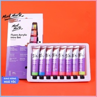 Set 8 Màu Acrylic Dạ Quang Phát Sáng Mont Marte 18ml - Fluoro Acrylic Paint