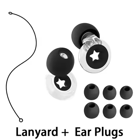 1 Set Silicone Earplugs with Lanyard Ultra Sleep Aid Waterproof Swim & Concert Hearing Protection Ea