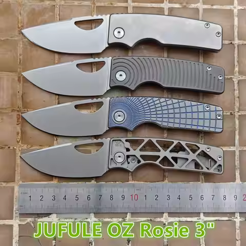 JUFULE Made OZ Rosie Titanium Handle 60+ HRC 154CM Steel Ceramic Bearing Tactical EDC Tool Camping H