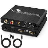 4K 60Hz HDMI 2.0เครื่องแยกสัญญาณเสียง Optical Link SPDIF 5.1CH r/l 4K HDMI ไปยัง SPDIF + r/l + 3.5มม