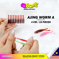 EZF AJING Worm A 4cm 10Pieces Umpan Geli-Geli Micro soft plastic Lure bait worm umpan casting