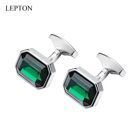 Low-Key Luxury Green Glass Cufflinks For Mens Wedding Lepton Sky Blue Square Cufflink Man Shirt Cuff