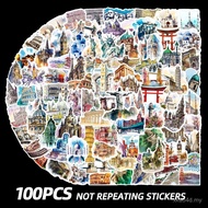 100 Sheets World Famous Victory Historical Sites Building Graffiti Stickers Phone Case Guitar Tablet