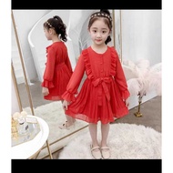 MERAH DM-083 Bangkok Red Polka Dress Size 130