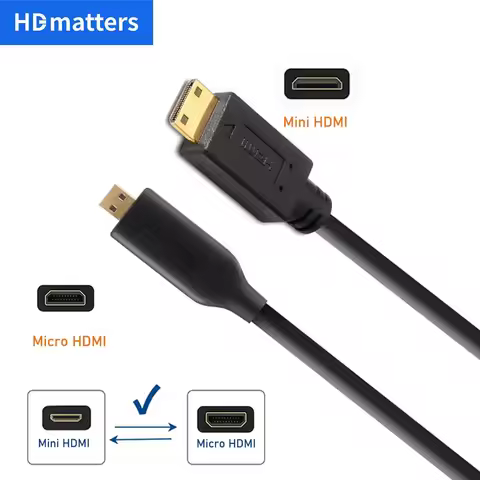 Bi-direction Micro HDMI to Mini HDMI Cable 4K 60Hz Mini HDMI to Micro HDMI Cable for GoPro Hero Rasp