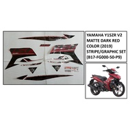 (CLEARANCE SALE) ORIGINAL YAMAHA Y15ZR V2 2019 MATTE DARK RED STRIPE/GRAPHIC SET (B17-FG000-50-P9)
