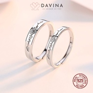 Cincin Couple DAVINA Perak 925 Sterling Silver S925 Asli Tunangan