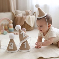 Birthday Hat Mori Style Linen Birthday Hat Children Birthday Hat Baby Birthday Hat Mori Style Birthd