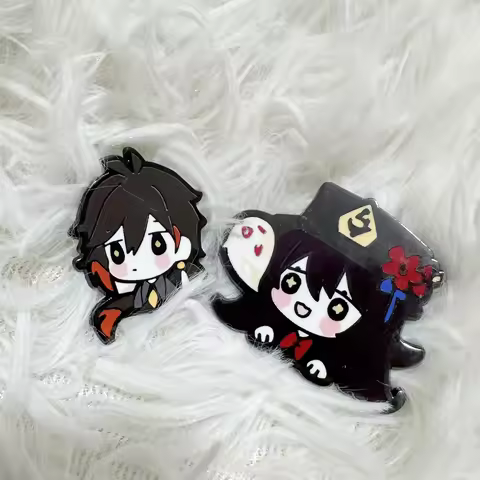 Hu Tao&Zhongli Genshin Impact kirsite enamel pin (Has texture paint) Comes with original design back