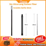 【Ready shipping】3m Ultra-Long Carbon Fiber Invisible Selfie Stick for Insta360 ONE X4 / ONE X3 / ONE X2 / ONE R / ONE RS / GO 2 / ONE X