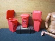 RU1休閒部門 T07紅色舊化薄款mini模型1/6方型舊化垃圾筒一個(可開蓋)