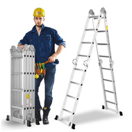 16 STEP LADDER 4.7m total length 2.3m each side 3-Tier foldable Lightweight Steel Step Ladder with Hand Grip Folding Ladder Tangga Lipat Multifunction 3 TIER heavy duty double sided wide steps household rack warehouse file aluminium