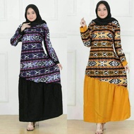 Dress Muslim Wanita Gamis Batik Kombinasi Songket