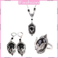 NAV for Vampire Bat Rings For Men Women Silver Bat Earring Halloween Diamond Necklac