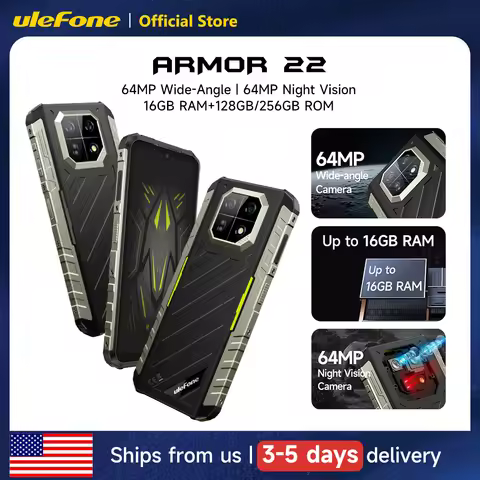 Ulefone Armor 22 Rugged Phone ,16GB (8GB+8GB) RAM ,128GB/256GB ROM , Android 13 Smartphone,NFC 64MP 