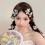 Korean New Style Girl Jelly Color Star Duckbill Clip Basic Versatile Makeup Clip Broken Hair Bangs C
