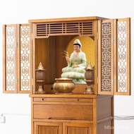 Buddha Cabinet Buddha Shrine Home Altar Altar Vertical Solid Wood Guanyin Room with Door New Chinese Economical Wealth S