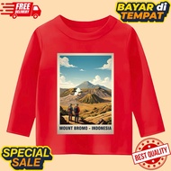 Unisex children's long-sleeved t-shirt with t-shirt motif, typical mountain souvenir Bromo / mount B