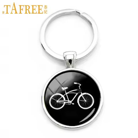 TAFREE Retro black white bike key chain men accessories minimalist style sports bicycle keychain jew